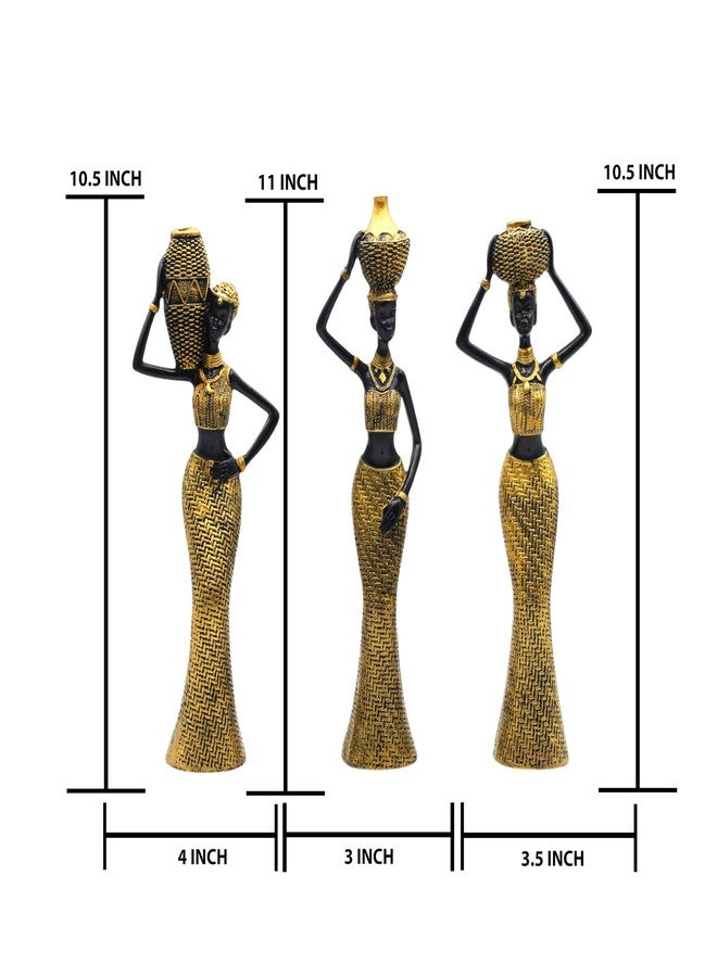 AABCO Vibrant Beautiful Finish Uniquely Hand Crafted Home Decor African Tribal Women Art Piece (Set of 3) - Image 3